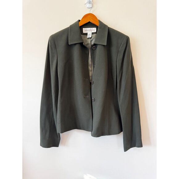 Jones New York Dark Green Wool Blazer Size 8 - Picture 2 of 7